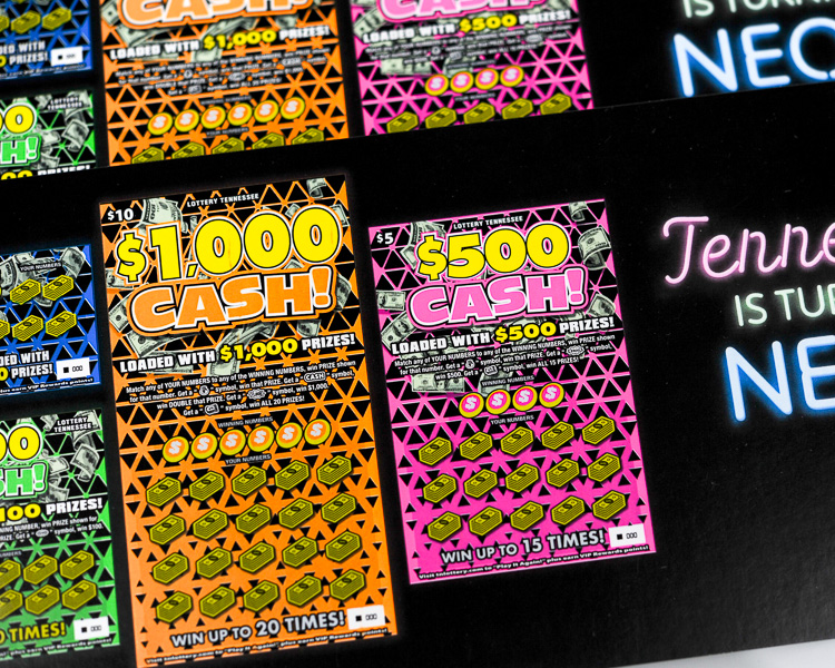Tennessee Lottery $1,000 Cash and $500 Cash display topper artwork