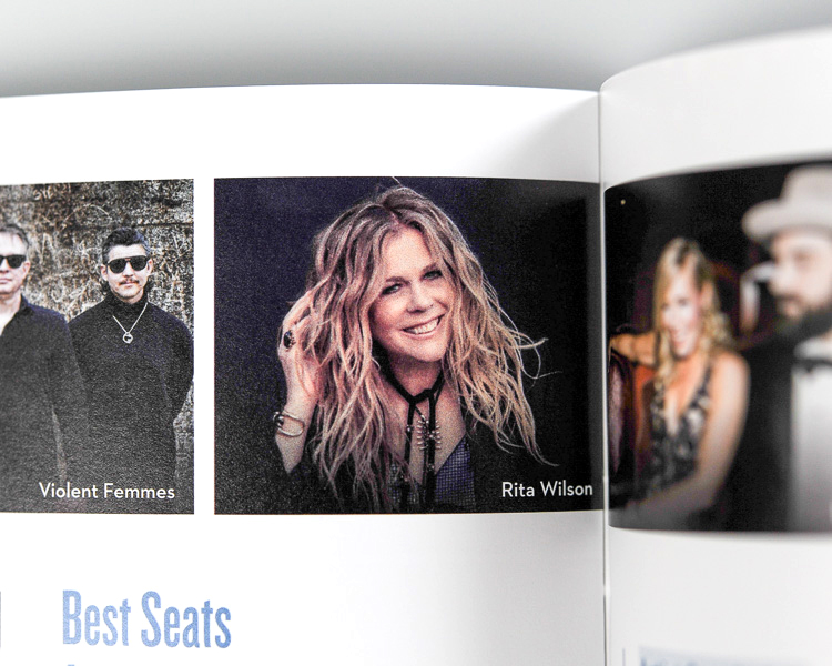 Interior spread of Nashville Symphony event guide featuring artist and entertainment programming