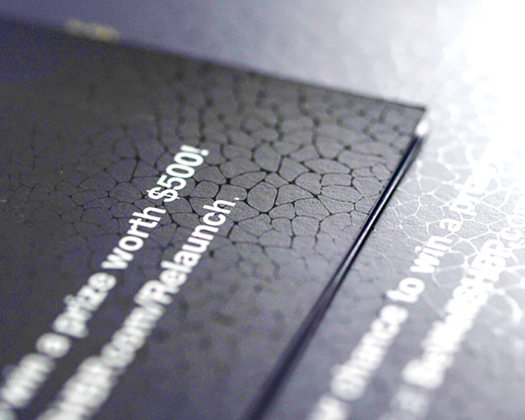 Close-up detail of textured print finish on Sharecare direct mail campaign