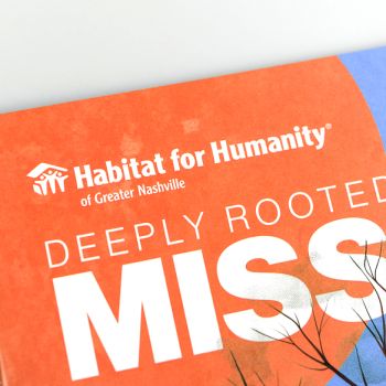 Habitat for Humanity of Greater Nashville annual report cover featuring deeply rooted mission campaign design